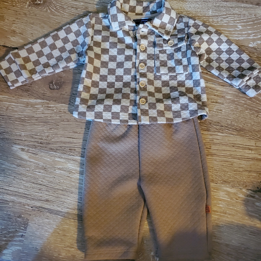 French Connection Baby Quilted Set in Beige